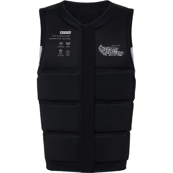 2026 Mystic Peacock Front Zip Wake Impact Vest 35005.240227 - Black / White